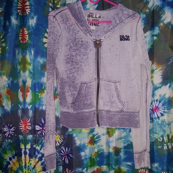 Billabong Sweaters - Distressed Billabong Periwinkle Hoodie Huge Hood